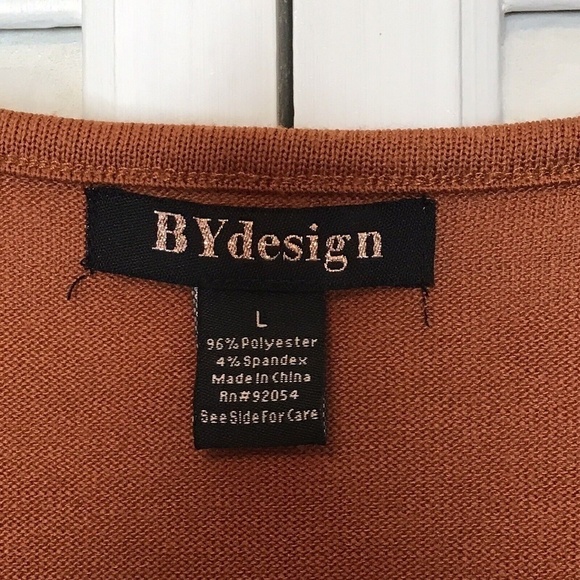 BYdesign Womens Size L Pullover Sweater Rust 3/4 Sleeve Metal‎ Bar Embellished - Picture 4 of 7